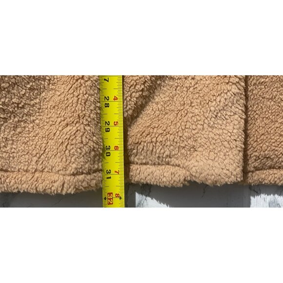Maurice’s 1X Tan Sherpa Fleece Oversized Button-Up Jacket Front & Side pockets - Picture 3 of 6